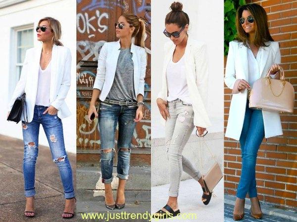white blazer casual outfit