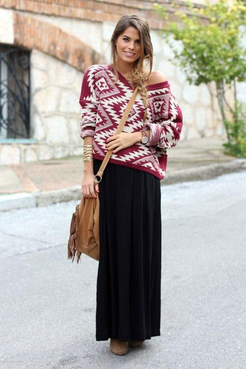 What to wear with a knit maxi skirt – The most popular models skirts