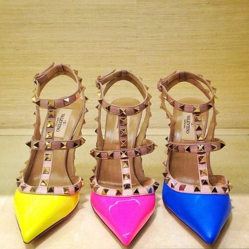 valentino hot pink studded shoes
