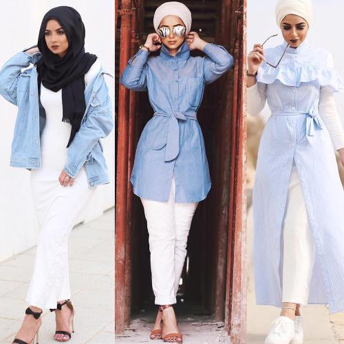 white and light blue outfits