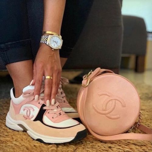 peach chanel sneakers
