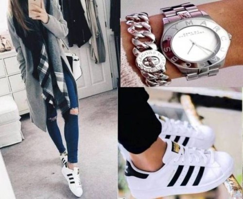 white adidas shoes outfit ideas