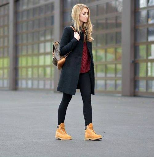leather jacket and timberland boots