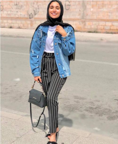 black and white striped pants outfit