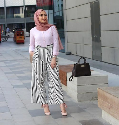  striped  pants  hijab  style Just Trendy Girls