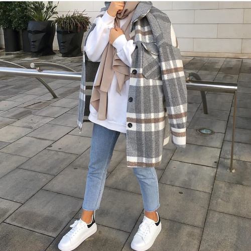 How to wear checked coats with hijab | | Just Trendy Girls